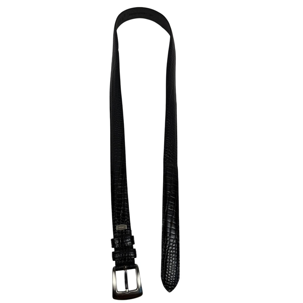 GUESS Vintage Minimalist Streetwear Mens Belt Black Genuine Leather Embossed 40